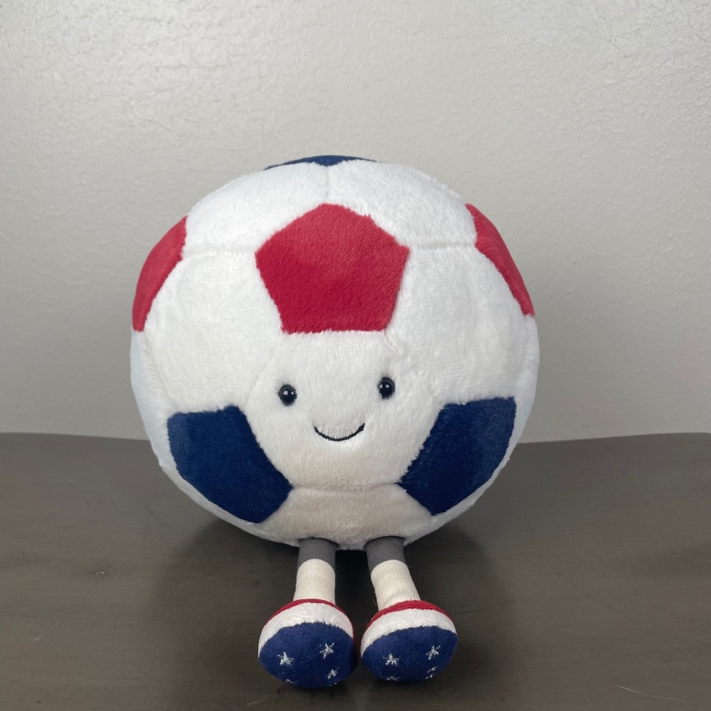Jellycat Amuseables USA Soccer Ball Plush Red White Blue Sports AS2FUSA NWT